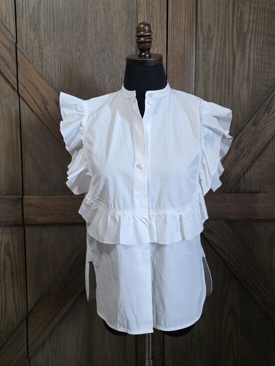 Helmut Lang Tops - Helmut Lang White Ruffle Sleeve Blouse